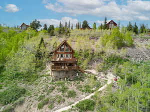 Rear view of house with a wooden deck