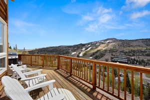 Wooden terrace with a mountain view