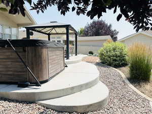 View of patio / terrace featuring a gazebo