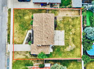 Aerial overview of property's location with property boundaries highlighted