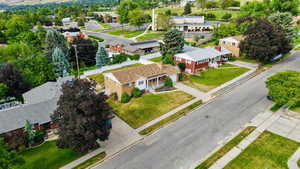 Aerial perspective of suburban area