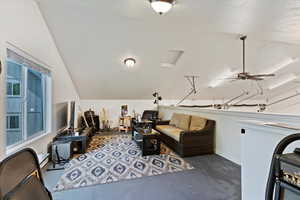 View of patio / terrace featuring ceiling fan and an outdoor living space