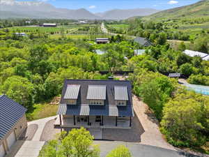View from above of property featuring mountains