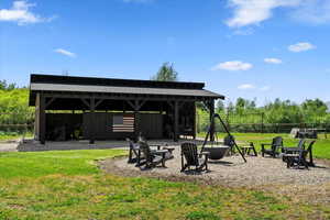 View of patio with a gazebo