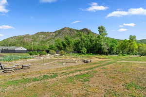 View of mountain background with rural landscape