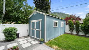 Shed in backyard