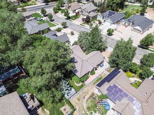 Aerial perspective of suburban area