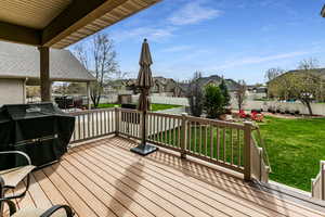 Deck is shaded in afternoon and is partially covered.