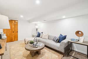 Living area featuring recessed lighting