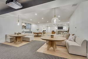 Living area with recessed lighting