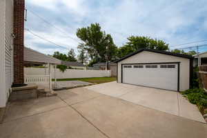 View of detached garage