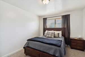 Master bedroom with new carpet and upgraded padding, and east facing view of the mountains.