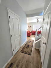 Hallway on main floor from the front door to the main living area