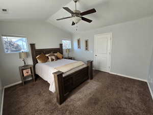 Master bedroom with vaulted ceilings
