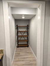 Storage closet/pantry just off basement kitchen