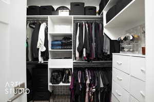 View of walk in closet