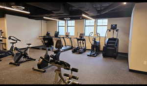 Gym featuring healthy amount of natural light and equipment.