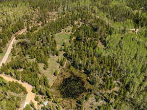 Aerial overview of property's location with a forest
