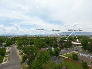 Aerial view of a mountain backdrop