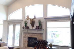 Windows and fireplace…. Moose not included