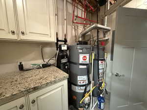 Utility room featuring 2 water heater and instant hot water