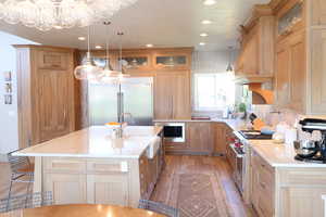 Kitchen with high quality appliances and pendant lighting