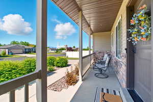 Porch featuring a residential view