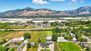 Aerial view of a mountainous background