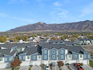 View of mountain background with nearby suburban area