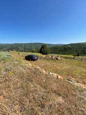 View of mountain background with rural landscape