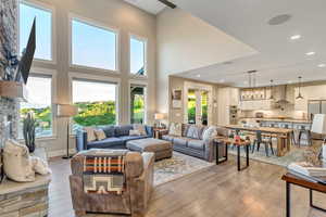 Open floor concept into the kitchen and dining area