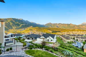 View of mountain background featuring nearby suburban area