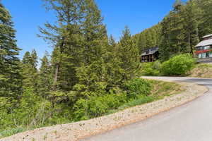 View of asphalt driveway featuring a view of trees