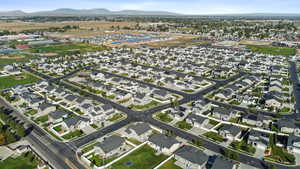 Aerial overview of property's location with mountains
