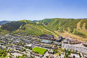Aerial view of a mountain backdrop
