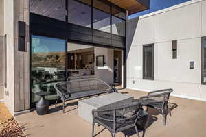View of patio featuring outdoor lounge area and washer / clothes dryer