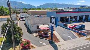 Bird's eye view of a mountain backdrop