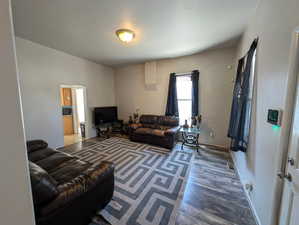 Living room with wood finished floors