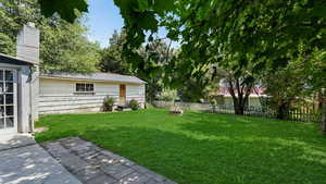 View of yard and detached garage