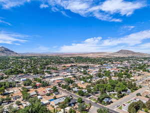 Bird's eye view of a mountainous background
