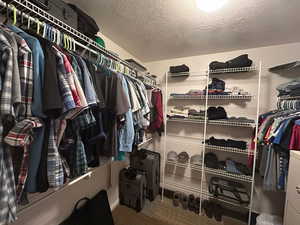 Walk in closet featuring carpet