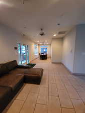 Building lobby featuring recessed lighting