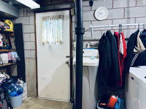 Interior space with washer and clothes dryer