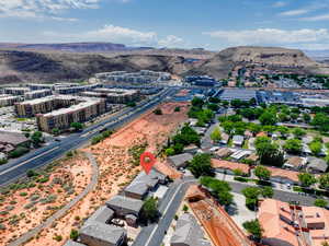 Aerial view of a mountainous background
