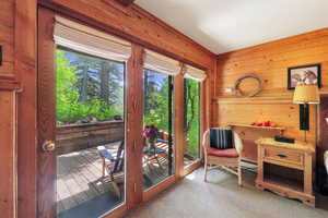 French doors to deck and hot tub