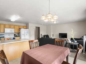 Dining room featuring a chandelier