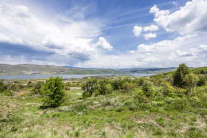 Mountain view with a nearby body of water