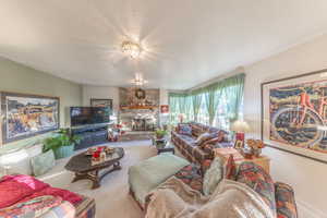 Cozy family room with gas fireplace.