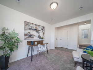 Office with carpet and baseboards