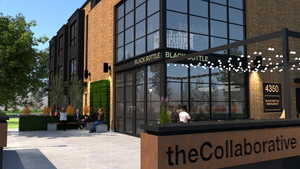 Exterior space featuring a high ceiling